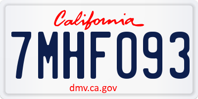 CA license plate 7MHF093