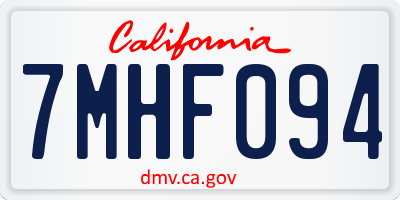 CA license plate 7MHF094