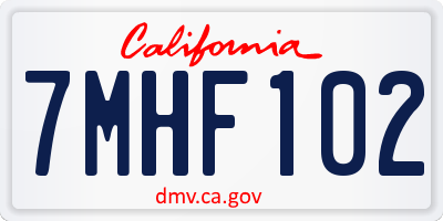 CA license plate 7MHF102