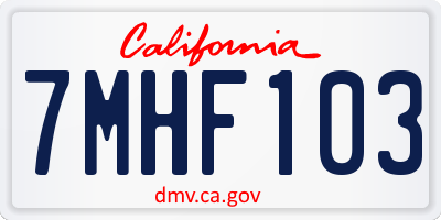 CA license plate 7MHF103