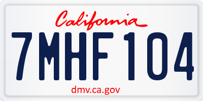 CA license plate 7MHF104