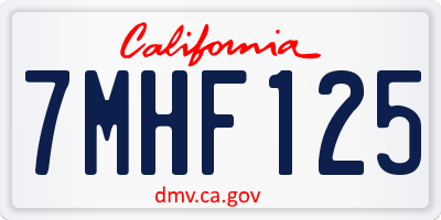 CA license plate 7MHF125