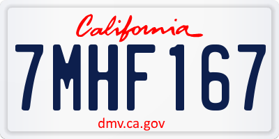 CA license plate 7MHF167
