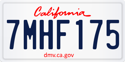 CA license plate 7MHF175