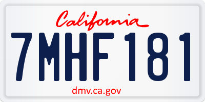 CA license plate 7MHF181