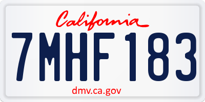 CA license plate 7MHF183