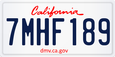 CA license plate 7MHF189