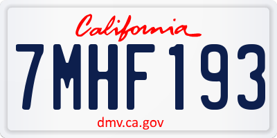 CA license plate 7MHF193