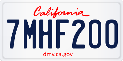CA license plate 7MHF200