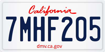 CA license plate 7MHF205