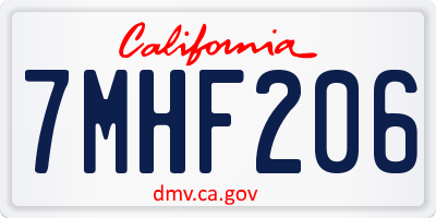 CA license plate 7MHF206