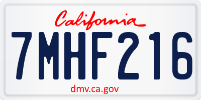 CA license plate 7MHF216