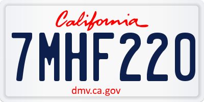 CA license plate 7MHF220
