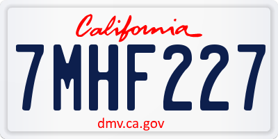 CA license plate 7MHF227