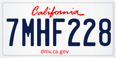 CA license plate 7MHF228