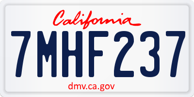 CA license plate 7MHF237