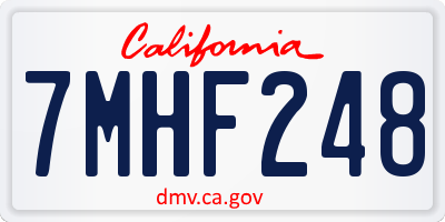 CA license plate 7MHF248