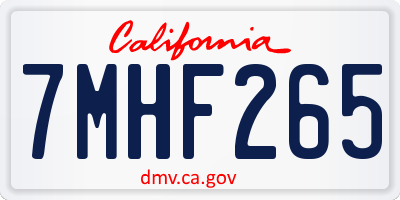 CA license plate 7MHF265