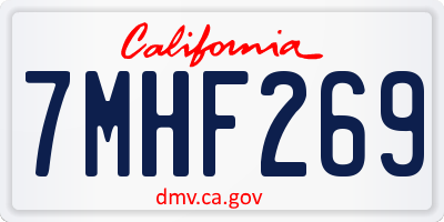 CA license plate 7MHF269