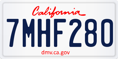 CA license plate 7MHF280
