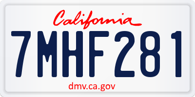 CA license plate 7MHF281