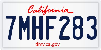 CA license plate 7MHF283