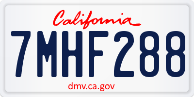 CA license plate 7MHF288