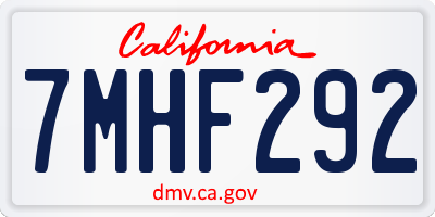 CA license plate 7MHF292