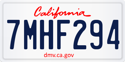 CA license plate 7MHF294