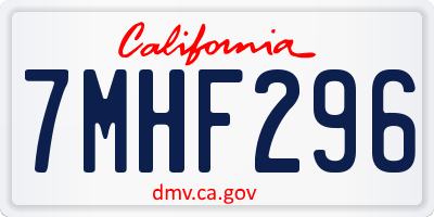 CA license plate 7MHF296