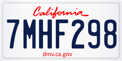 CA license plate 7MHF298