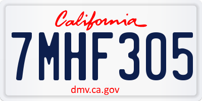 CA license plate 7MHF305