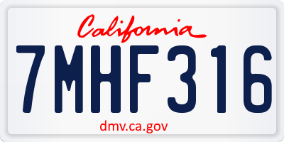 CA license plate 7MHF316
