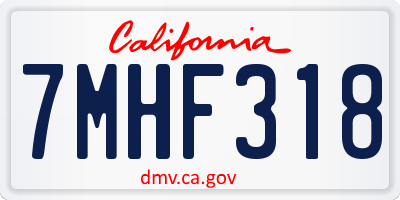 CA license plate 7MHF318