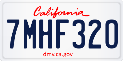 CA license plate 7MHF320