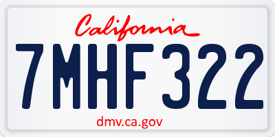 CA license plate 7MHF322
