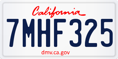 CA license plate 7MHF325