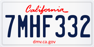 CA license plate 7MHF332