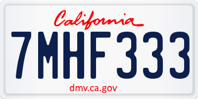 CA license plate 7MHF333