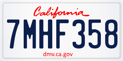 CA license plate 7MHF358