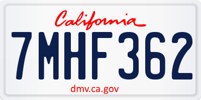 CA license plate 7MHF362