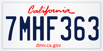 CA license plate 7MHF363