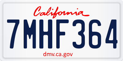 CA license plate 7MHF364