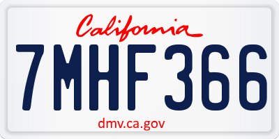 CA license plate 7MHF366