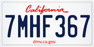 CA license plate 7MHF367
