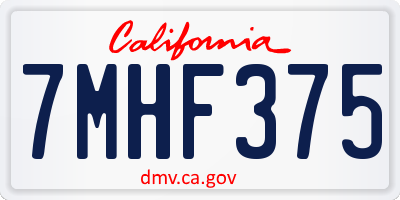 CA license plate 7MHF375