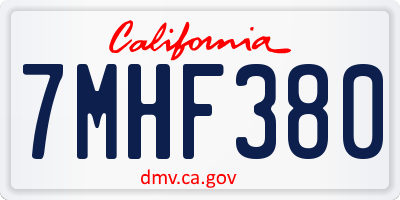 CA license plate 7MHF380