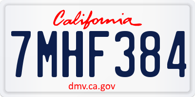 CA license plate 7MHF384