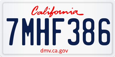CA license plate 7MHF386