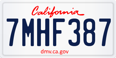CA license plate 7MHF387